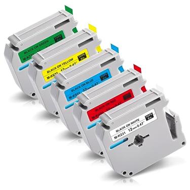 Imagem de Lonitul Fita 5P M-K231 M MK231-731 12 mm 1/2 Compatível com Brother M Label Tape 12 mm 0,47 Branco/Color Label Maker M Tape Compatível com Brother PT-80 PT-70 PT-65 PT-55 PT-M95 PT-90