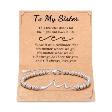 Imagem de Tarsus Presentes para irmãs, The Waves of Life We've Through Together, presente de irmã mais velha, presentes de aniversário para irmãs, presentes de Natal, average, Aço inoxidável, Zircônia cúbica