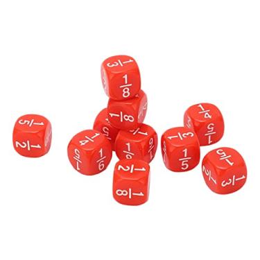 Imagem de Conjunto de Classe de Dados de Fração de Plástico, 6 Lados, Acessórios de Jogos de Mesa Multifacetados para Crianças, Prática de Matemática (Vermelho)