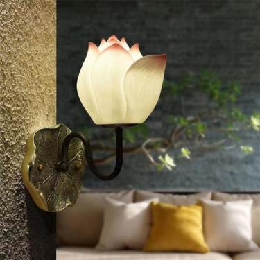 Imagem de Lâmpada de parede de lótus contemporânea Criatividade retrô Sala de estar chinesa Quarto de estudo Villa Hotel Corredor de sala de chá LED Luz decorativa (Estilo 1)
