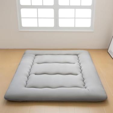 Imagem de INFINICE Colchão de chão japonês, colchão futon com bolsa de armazenamento portátil, colchão de enrolar colchão grosso de tatame adequado para acampamento, quarto de hóspedes, cinza, GG