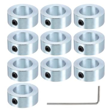 Imagem de PATIKIL Colar de eixo de 2,5 cm diâmetro externo de 1 - 9/40.6 cm OD 5/20.3 cm de espessura, pacote com 10 colar de roda de rolha de trem de pouso de aço carbono com parafuso de ajuste M8 e chave