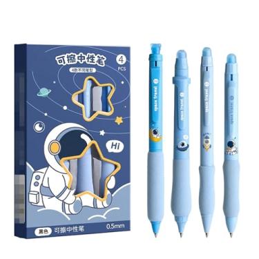 Imagem de Joucien 4 canetas/caixa - caneta neutra fofa de desenho animado de 0,5 mm, caneta neutra apagável de esponja macia - exploração espacial (preto) - 0,5 mm