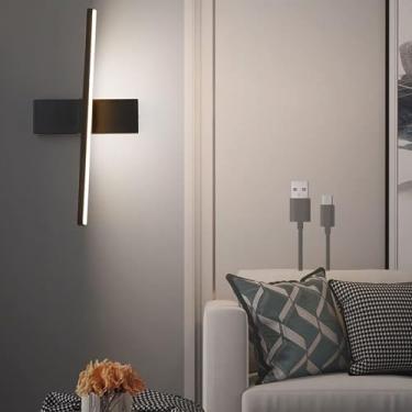 Imagem de Luminária de parede giratória LED com controle de toque regulável, operada por bateria, luz de parede recarregável por USB, luminária de parede interna de metal para cabeceira, luminárias no
