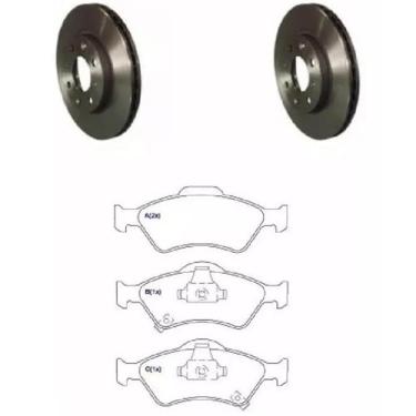 Imagem de PAR DISCO DE FREIO COM JOGO DE PASTILHA DIANTEIRO FIT 2003 A 2008 SISTEMA TEVES