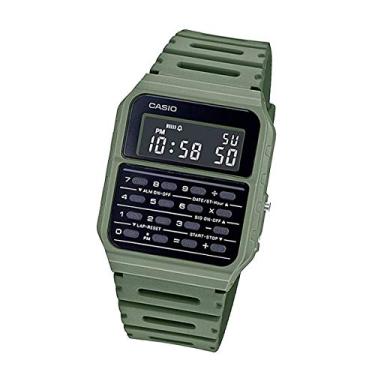 Imagem de CASIO Relógio masculino calculadora banco de dados CA-53WF-3BDF verde-oliva militar Casio, verde