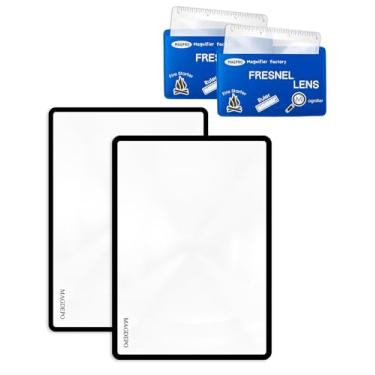 Imagem de MAGDEPO Folha de ampliação pacote com 2 3X PVC Lupa de página tamanho B6 com 2 lentes de aumento de tamanho de cartão e capas de cartão, bom para ler pequenos padrões, mapas, manuais, etiquetas de lata e livros
