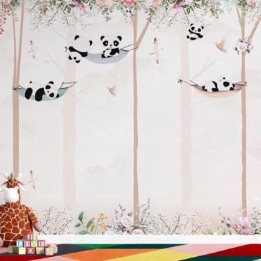 Imagem de Papel de Parede Infantil de Pandas na Rede - AloPapers, 2,00m de largu