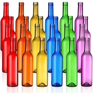 Imagem de Rtteri Pacote com 24 garrafas de vinho coloridas decorativas de 375 ml, garrafas de vidro vazias para flores, decoração de casamento, peça central, lembrancinha de festa de Natal, artesanato DIY