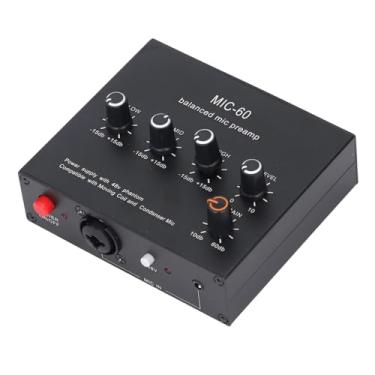 Imagem de Pré -Amplificador de Microfone Dinâmico, Ganho de 60dB e 48V Phantom Power XLR Interface Mic Amplificador Com Fonte de Alimentação para Transmissão de Estúdio Em Casa