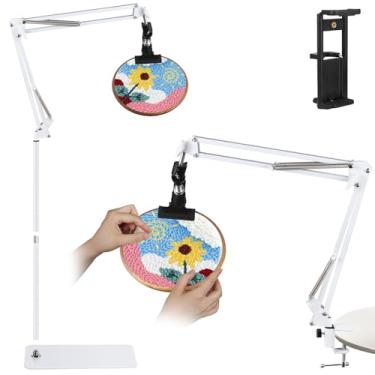 Imagem de Zuaooz Suporte de Chão para Bordado, Suporte para Bordado À Mão, Suporte para Ponto Cruz de Colo, Adequado para Bastidores de Bordado, Suporte para Bastidor de Bordado, Suporte par (, Branco)