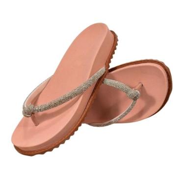 Imagem de Sandalia Papete Feminina Chinelo Brilho Strass Confortavel - NEW WALK,