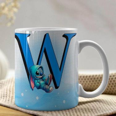 Imagem de Caneca De Porcelana Stitch Letras A-z 325ml Azul W