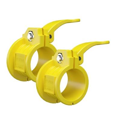 Imagem de Clipes de barra 5 cm I Colar com barra ajustável em vários tamanhos 5 cm Grampos de barra de liberação rápida Par de travas para barra de halteres (amarelo)