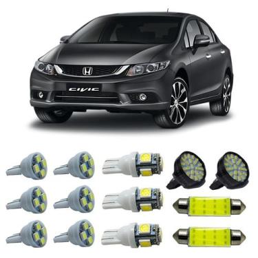 Imagem de Top Kit Led Interno Externo Civic G9 Teto Placa Ré Farolete