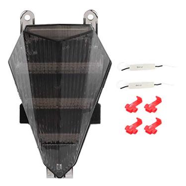 Imagem de Luz traseira de motocicleta GRCFUMO, Luz de freio de cauda de motocicleta LED, lâmpada de sinal de alojamento da luz da luz, luz de lente de fumaça de brilho para YZF R6 2006 a