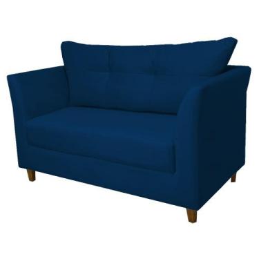 Imagem de Namoradeira Decorativa Isis 2 Lugares Suede - Belliv Decor, Azul Marin