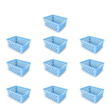 Imagem de Kit 10 Cestos Organizadores Multiuso Azul 16x12x6Cm - Salus
