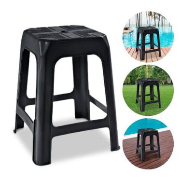 Imagem de Banquetas De Plástico Banco Banquinho Preto Arqplast 110kg