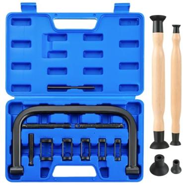 Imagem de NYXOVA Kit de serviço de braçadeira C de compressor de mola de válvula com 2 lappers de válvula, kit de serviço de ferramenta de braçadeira C de compressão automática para ATV, carro, motocicleta,