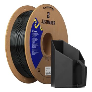 Imagem de JUSTMAKER Filamento de impressora 3D PETG Pro (PETG+), resistência a impactos mais forte atualizada, precisão dimensional +/-0,03 mm, 1,75 mm, 1 kg, preto