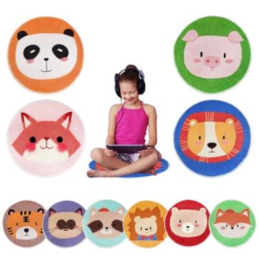 Imagem de Tapete infantil com assentos circulares de 40,6 cm, tapetes redondos de animais para sala de aula, sala de aula, pré-escola, atividades em grupo, aprendizagem, discussões, jogos, jogos, casa, história