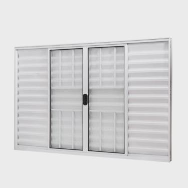 Imagem de Janela de Aluminio Veneziana 100x120cm 6 Folhas com Grade e Vidro Liso Slim Modular Ramassol