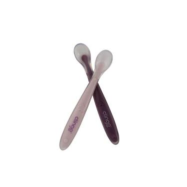 Imagem de Colher Silicone Infantil Ponta Dupla Rose Colors 2 Unid - CLINGO