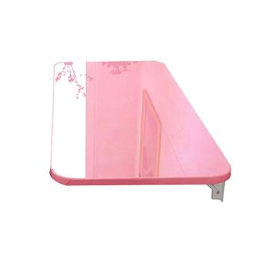 Imagem de Folding Table Mesa de jantar estreita dobrável de parede com mesa de parede para pendurar na parede, mesa de pendurar na parede, mesa de computador com mesa de parede, anotações, parede, rosa, amarelo