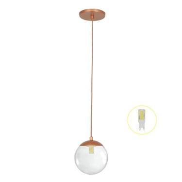 Imagem de Pendente Jabuticaba Cobre 1 Bola Esfera Globo De Vidro + Led - Arevo I
