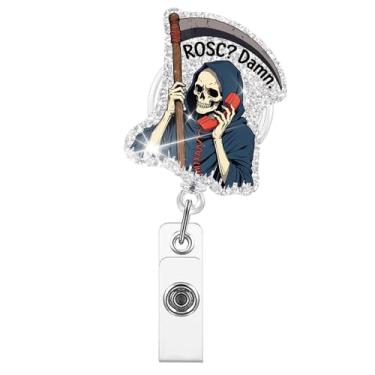 Imagem de Xipromi Carretéis de crachá engraçados retráteis com clipe, suporte de crachá de humor negro para enfermeira médica cirurgia médica médica trabalhadora de saúde turno noturno enfermeira estudante de