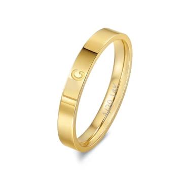 Imagem de YURZA Anéis de ouro 14K com inicial para mulheres, anéis de polegar não manchados, alianças de casamento para mulheres, anéis de letras personalizadas empilháveis para homens, Aço inoxidável, Sem