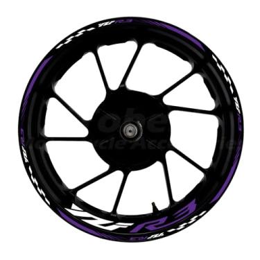 Imagem de Awonderful Kit de listras refletivas para motocicleta, adesivos de aro de roda de vinil compatíveis com Yamaha YZF R3 2013-2024 (Roxo)
