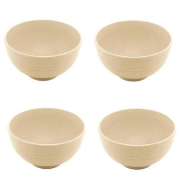 Imagem de Kit 4 Tigelas Bowl Fibra de Bambu Sobremesas 650ml Piscina - Fx, Bege