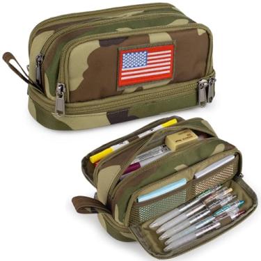 Imagem de ATRIPACK Estojo Tático Com 4 Compartimentos Para Meninos, Bolsa Grande De Lona Canetas, Caixa Canetas Capacidade, Ferramentas O Ensino Fundamental, Faculdade, Organizador Escritório Crianças, Homens
