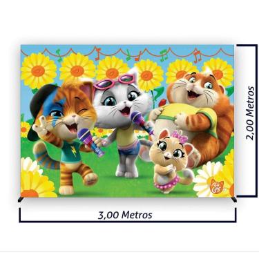 Imagem de Painel de Festa Retangular 44 Gatos Diversas Medidas - Fera Print