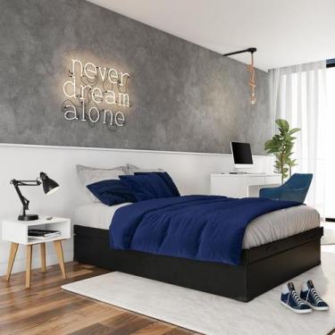Imagem de Base para Cama Box Casal Mabel com Baú (47x138x188) Preta - Mobly
