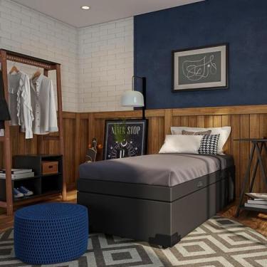 Imagem de Base para Cama Box Solteiro Macy com Baú (45x88x188) Preta - Mobly