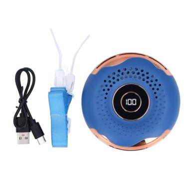 Imagem de Mbeysaq Ventilador portátil de pendurar no pescoço com cordão de clipe de cintura recarregável sem lâminas LED ventilador pessoal (azul)