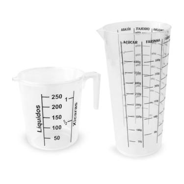 Imagem de Kit Prático Medição Culinária Copo Medidor Dosador 500 ml + Jarra Medidora 250 ml(Preto)