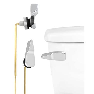 Imagem de Hibbent Substituição do puxador do vaso sanitário, alavanca de descarga de tanque de montagem frontal compatível com o padrão americano, alavanca de viagem de vaso sanitário com correntes de melindrosa de aço inoxidável, alça de reparo de vaso sanitário, cromado