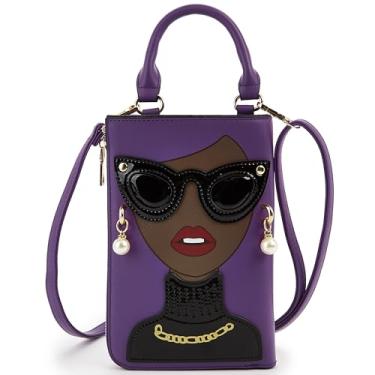 Imagem de ENJOININ Bolsas de ombro femininas inovadoras com alça superior de couro sintético descolado, bolsa clutch para mulheres, Café roxo profundo