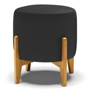 Imagem de Puff Stella Corino Base Madeira Castanho Preto