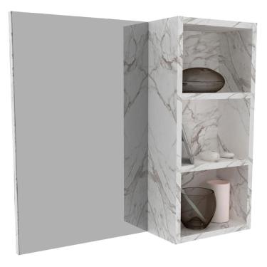 Imagem de Espelheira Para Banheiro 3 Nichos Bn3609 Marmore Branco