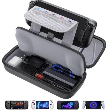 Imagem de JSAUX Estojo De Transporte Compatível Com Steam Deck/Rog Ally/Switch 2, Capa Protetora Rígida, Carregador Integrado E Estação Encaixe, Bolsa Viagem Portátil Para Deck Oled/Rog Ally X
