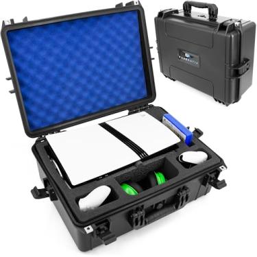 Imagem de CASEMATIX Estojo De Viagem Compatível Com Unidades Disco Do Playstation 5 Pro E Ps5 - Capa Rígida À Prova D'Água, Espuma Personalizada Para Console, Controles, Suporte, Fone Ouvido, Jogos Acessórios
