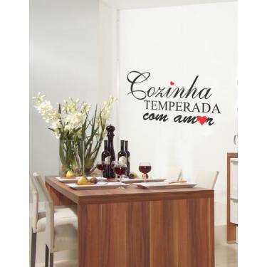 Imagem de Adesivo Decorativo de Parede Frase Cozinha Temperada - Gaudesivos