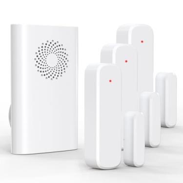 Imagem de Campainha de porta sem fio, campainha de porta AMHEY com 213,4 m Faixa de operação 58 campainhas 5 níveis de volume Alarme aberto de porta para empresas/escritório/casa/loja ao entrar (1 receptor + 3