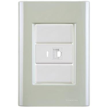 Imagem de Cj Tomada RJ45 RJ 45 Ethernet Giz Verde Ardósia completo pronto