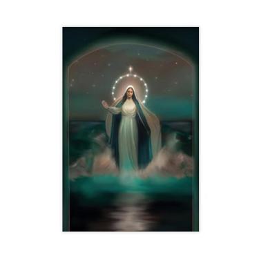 Imagem de KERAXL Impressão de pôster de arte Nossa Senhora Estrela do Mar, Arte Católica, Arte Virgem Maria, Stella Maris, presente católico, presente católico, sem moldura, estilo 12 x 18 polegadas (30 x 45 cm